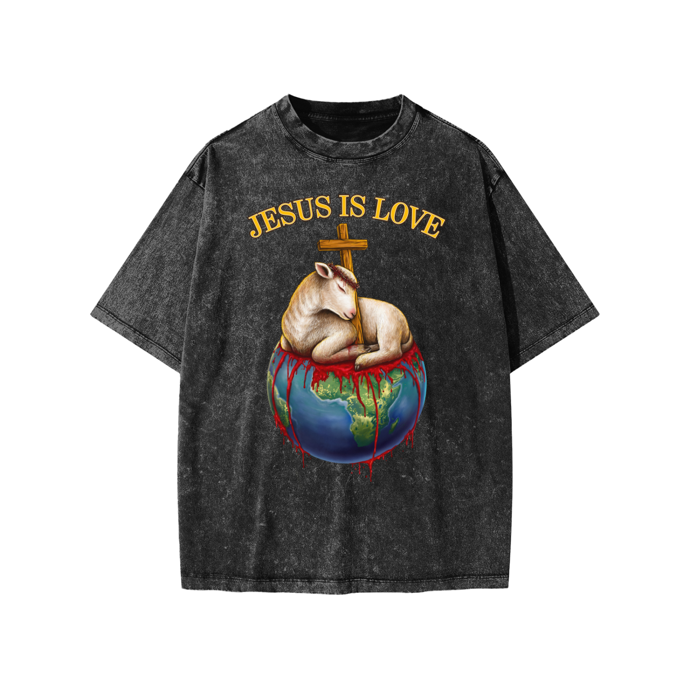 Jesus Is Love Snow Washed Black Kids' Tee
