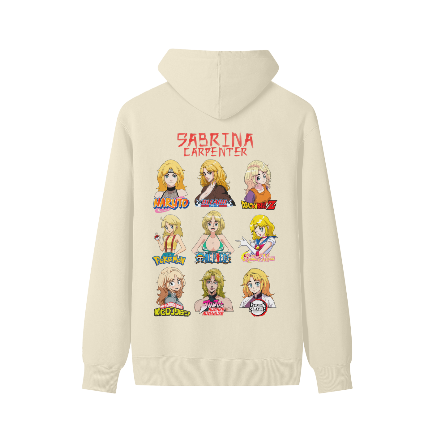 Sabrina Carpenter Anime Art Styles Light Khaki Classic Hoodie, Naruto, Bleach, Dragonball Z, Pokémon, One Piece, Sailor Moon, My Hero Academia, Jojo's Bizarre Adventure, Demon Slayer