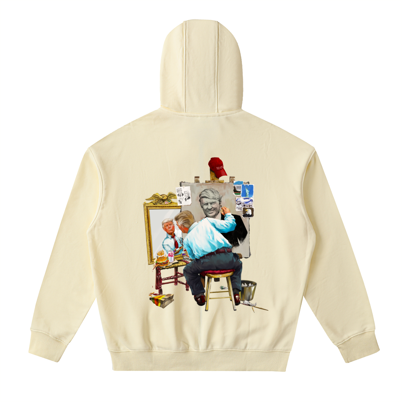 Donald Trump Triple Self Portrait Light Khaki Classic Zip-Up Hoodie