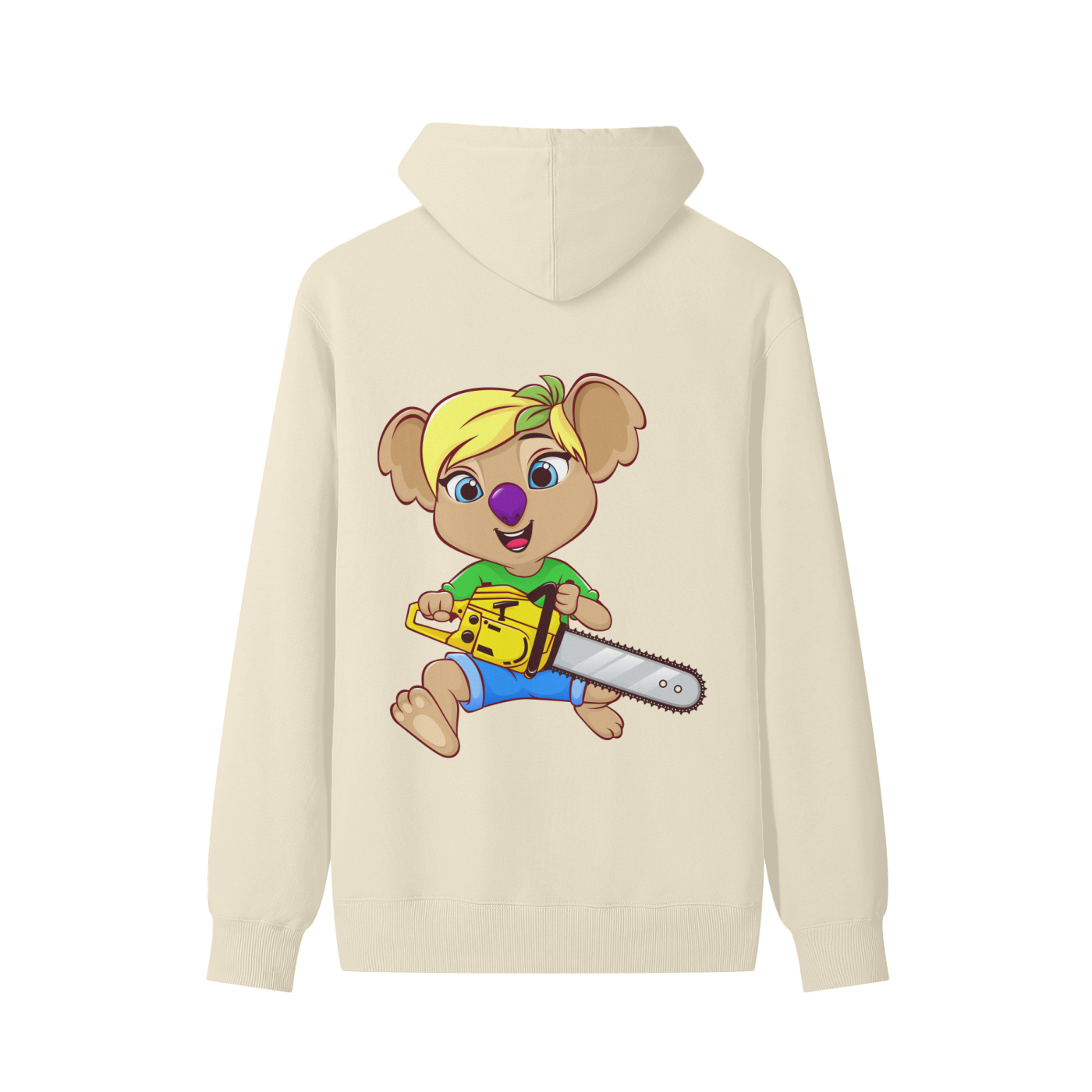 Disney Style Koala Chainsaw Classic Light Khaki Hoodie
