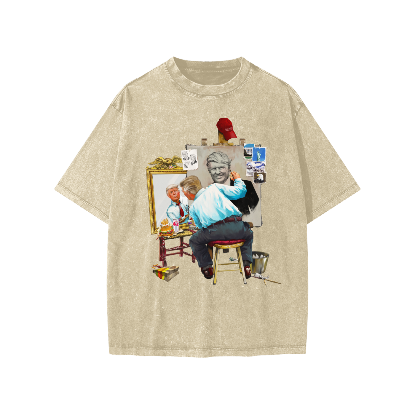 Donald Trump Triple Self Portrait Snow Washed Khaki Kids' Tee
