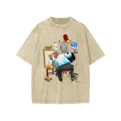 Donald Trump Triple Self Portrait Snow Washed Khaki Kids' Tee