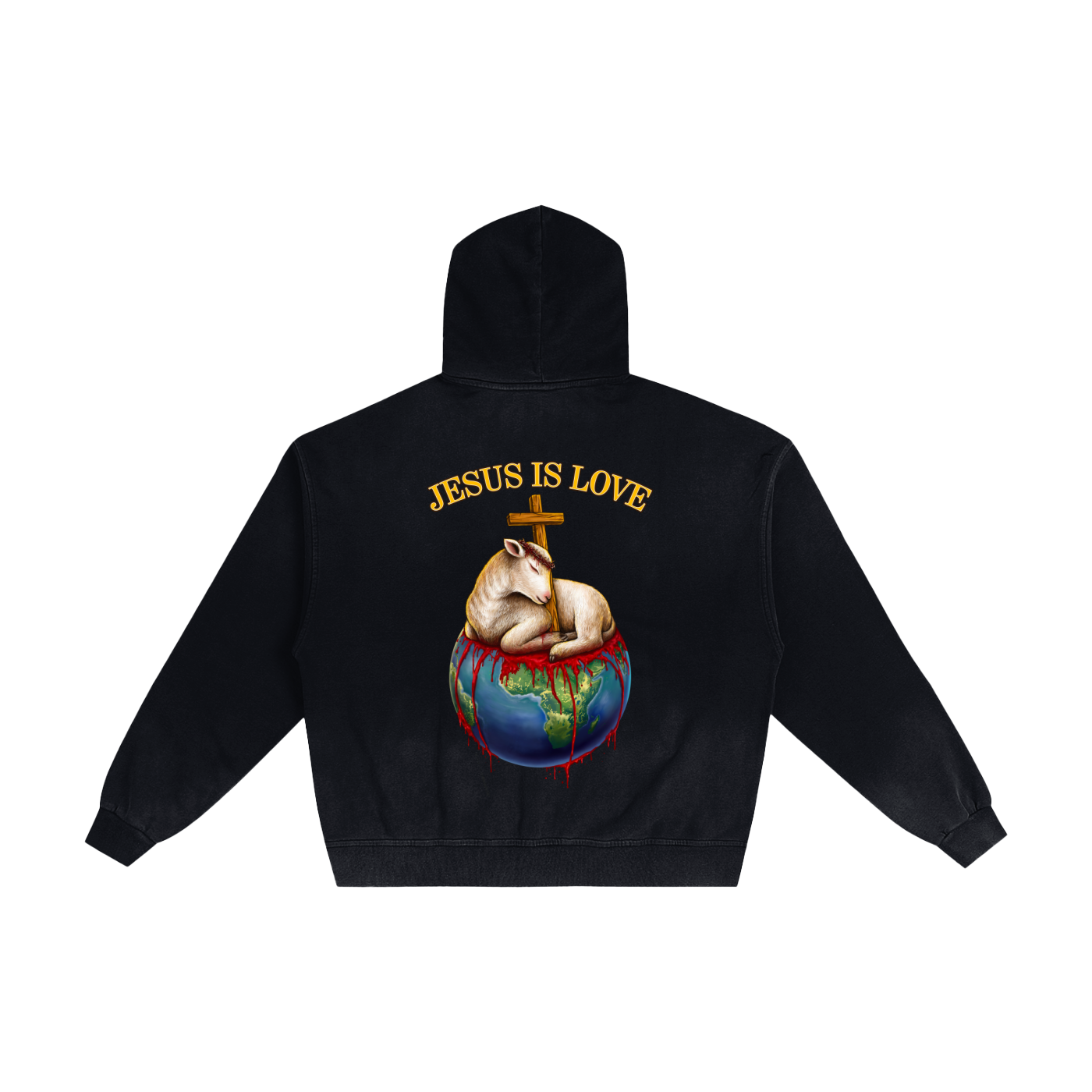 Jesus Is Love Black Sunfaded Zip-Up Hoodie