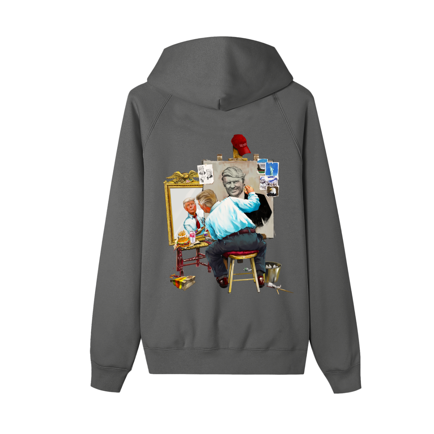 Donald Trump Triple Self Portrait Dark Grey Zip-Up Fleece Hoodie