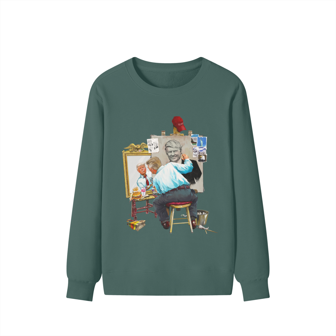 Donald Trump Triple Self Portrait Classic Forest Green Sweatshirt
