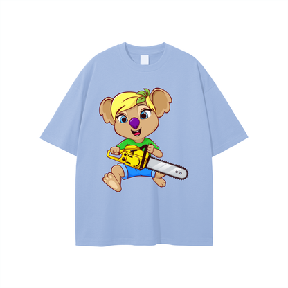 Disney Style Koala Chainsaw Classic Light Steel Blue Tee