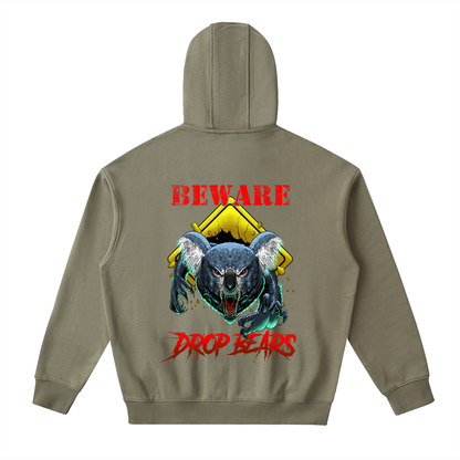 Beware Drop Bear Army Green Classic Zip-Up Hoodie