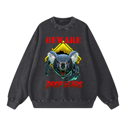 Beware Drop Bear Acid Wash Black Sweatshirt