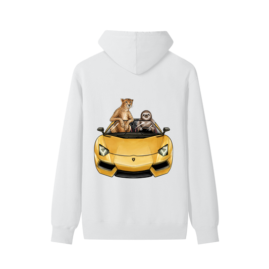 Cheetah & Sloth Lamborghini Aventador White Classic Hoodie