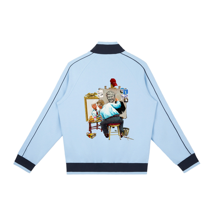 Donald Trump Triple Self Portrait Sky Blue Retro Raglan Zip-Up Track Jacket