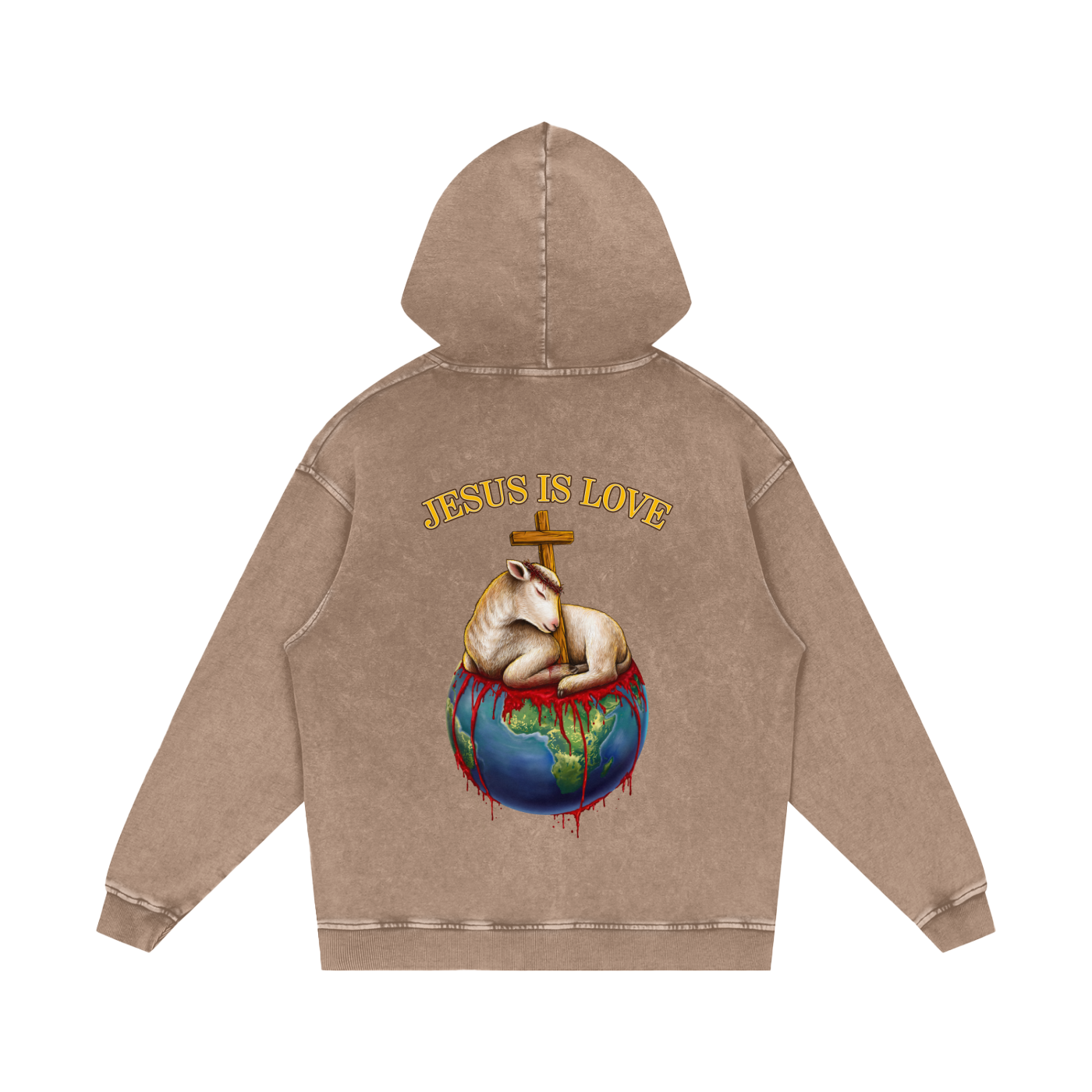 Jesus Is Love Acid Wash Sand Hoodie