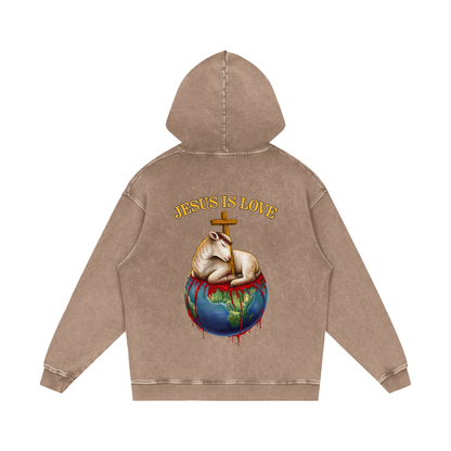 Jesus Is Love Acid Wash Sand Hoodie
