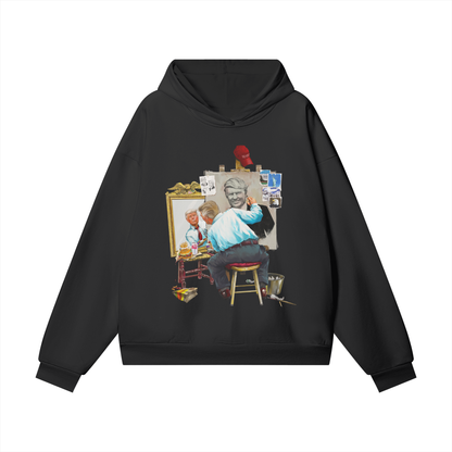 Donald Trump Triple Self Portrait Hidden Pocket Fleece Black Hoodie