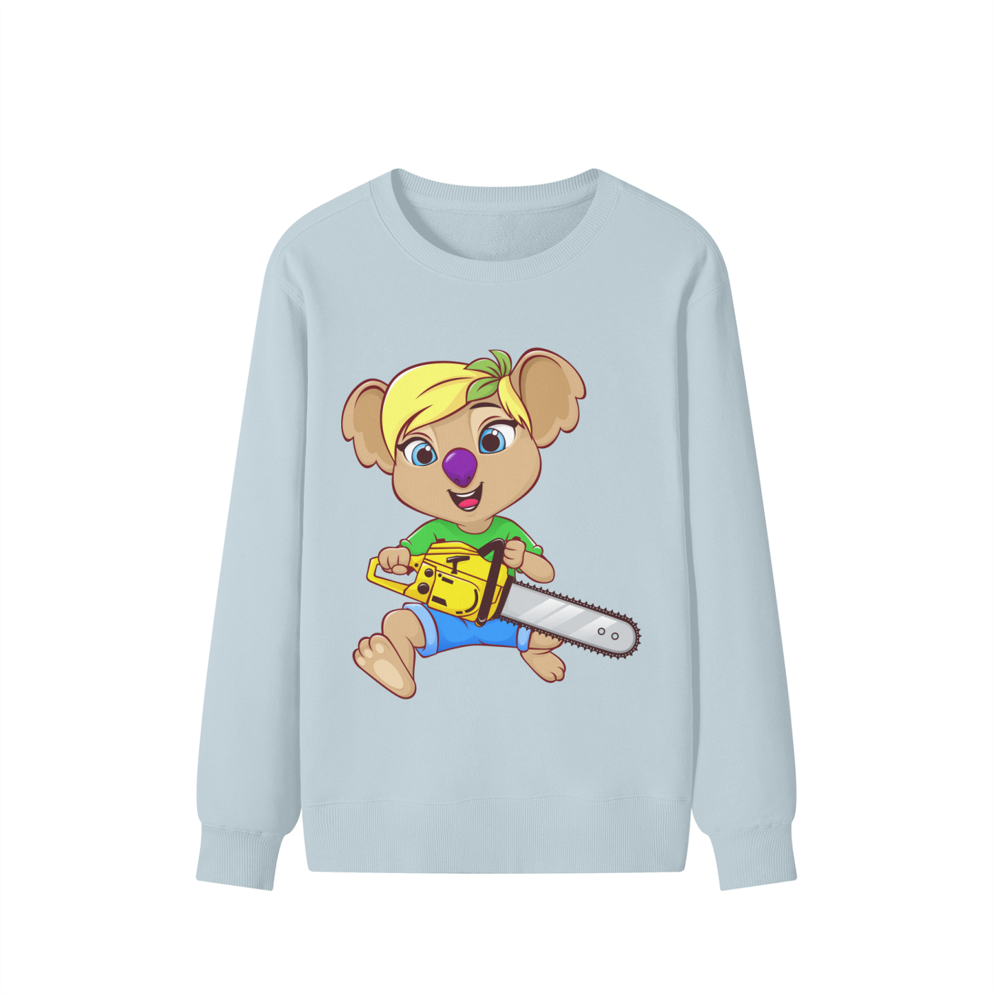 Disney Style Koala Chainsaw Classic Pale Aqua Sweatshirt