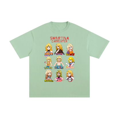 Sabrina Carpenter Anime Art Styles Mint Green Classic Tee, Naruto, Bleach, Dragonball Z, Pokémon, One Piece, Sailor Moon, My Hero Academia, Jojo's Bizarre Adventure, Demon Slayer