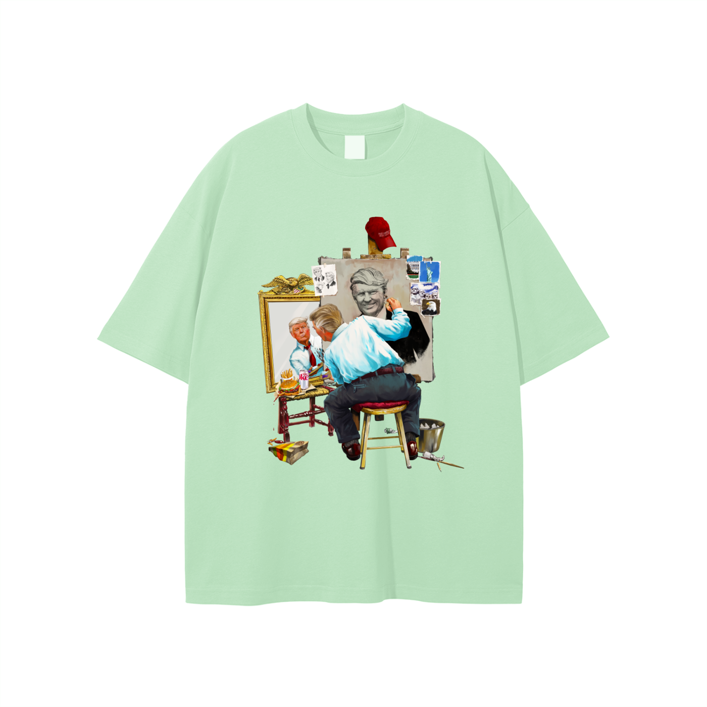 Donald Trump Triple Self Portrait Classic Mint Green Tee
