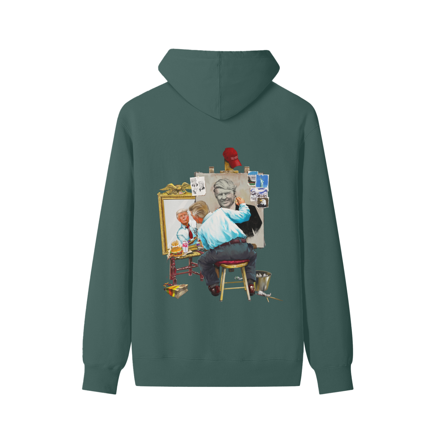 Donald Trump Triple Self Portrait Classic Forest Green Hoodie