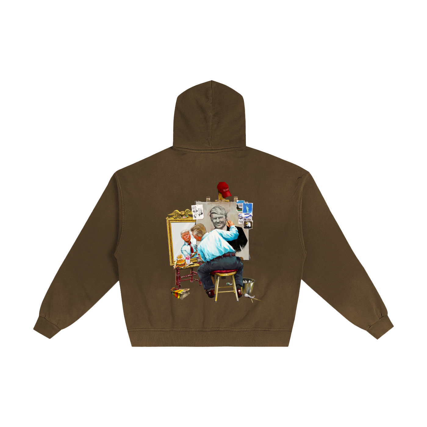 Donald Trump Triple Self Portrait Coffee Sunfaded Zip-Up Hoodie