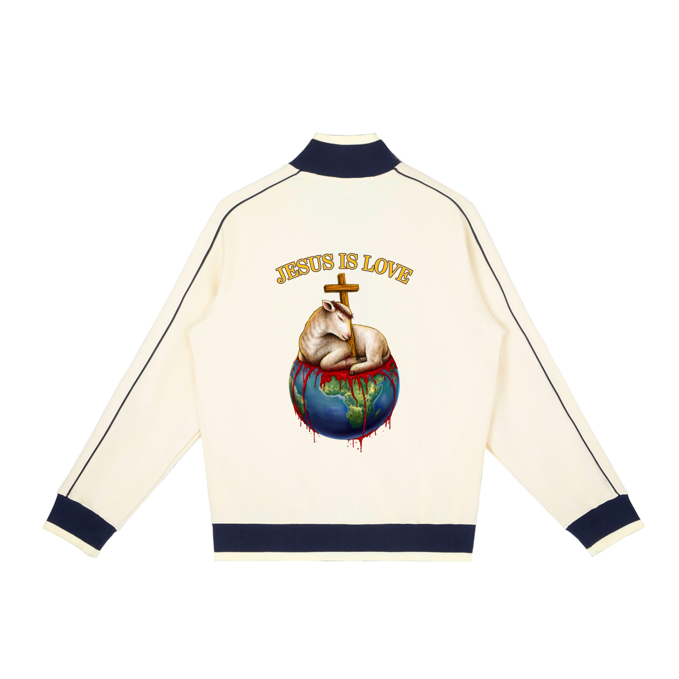 Jesus Is Love Vanilla Cream Retro Raglan Zip-Up Track Jacket