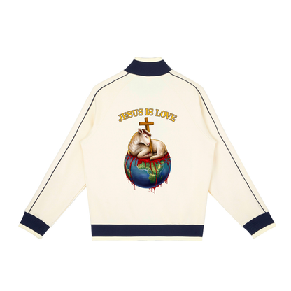 Jesus Is Love Vanilla Cream Retro Raglan Zip-Up Track Jacket