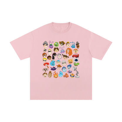 Watercolour Disney Pixar Protagonist Icons Pink Classic Tee, Toy Story, A Bug’s Life, Monsters, Inc., Finding Nemo, The Incredibles, Cars, Ratatouille, WALL-E, Up, Brave, Inside Out, The Good Dinosaur, Coco, Onward, Soul, Luca, Turning Red, Elemental, Elio, Hoppers, Gatto