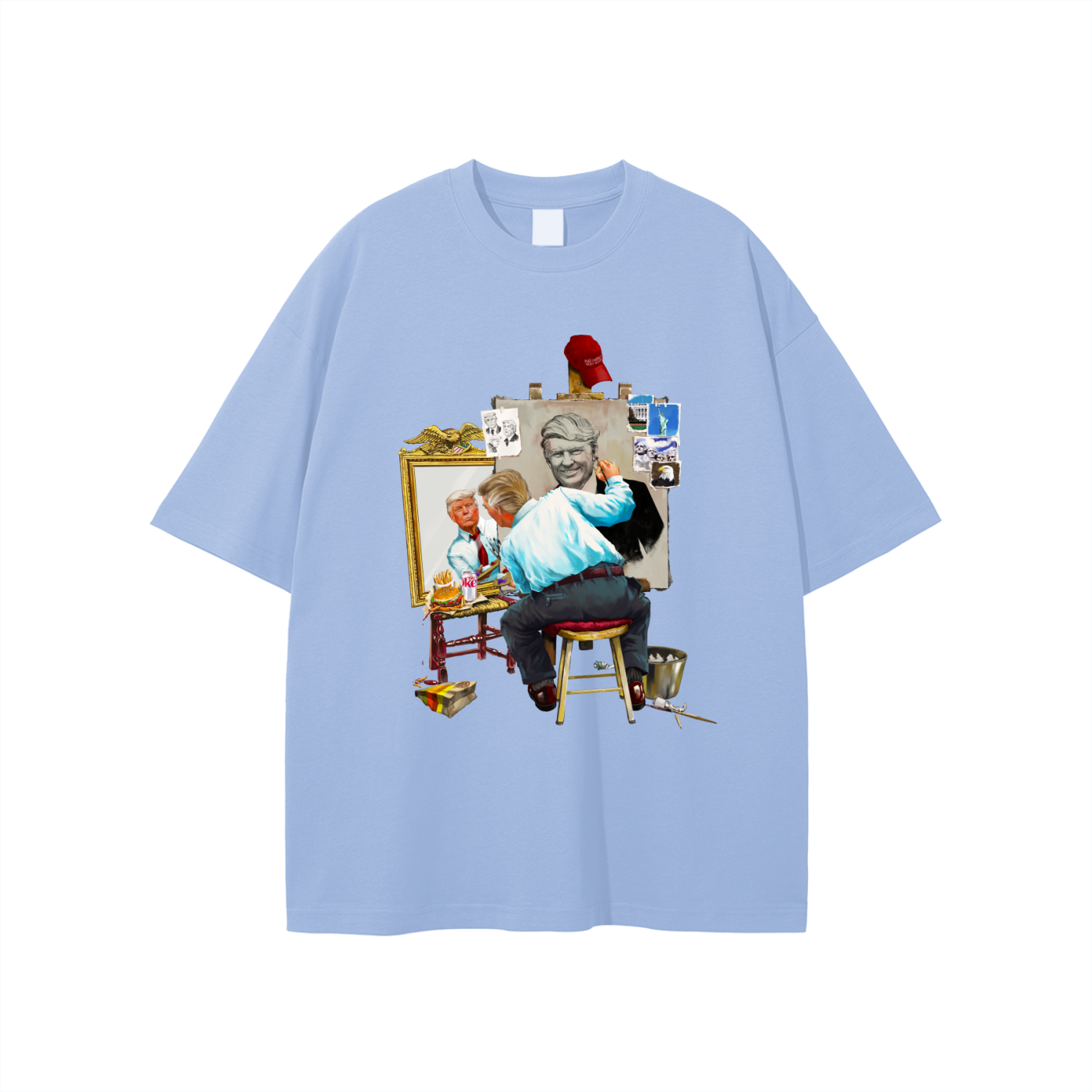 Donald Trump Triple Self Portrait Classic Light Steel Blue Tee
