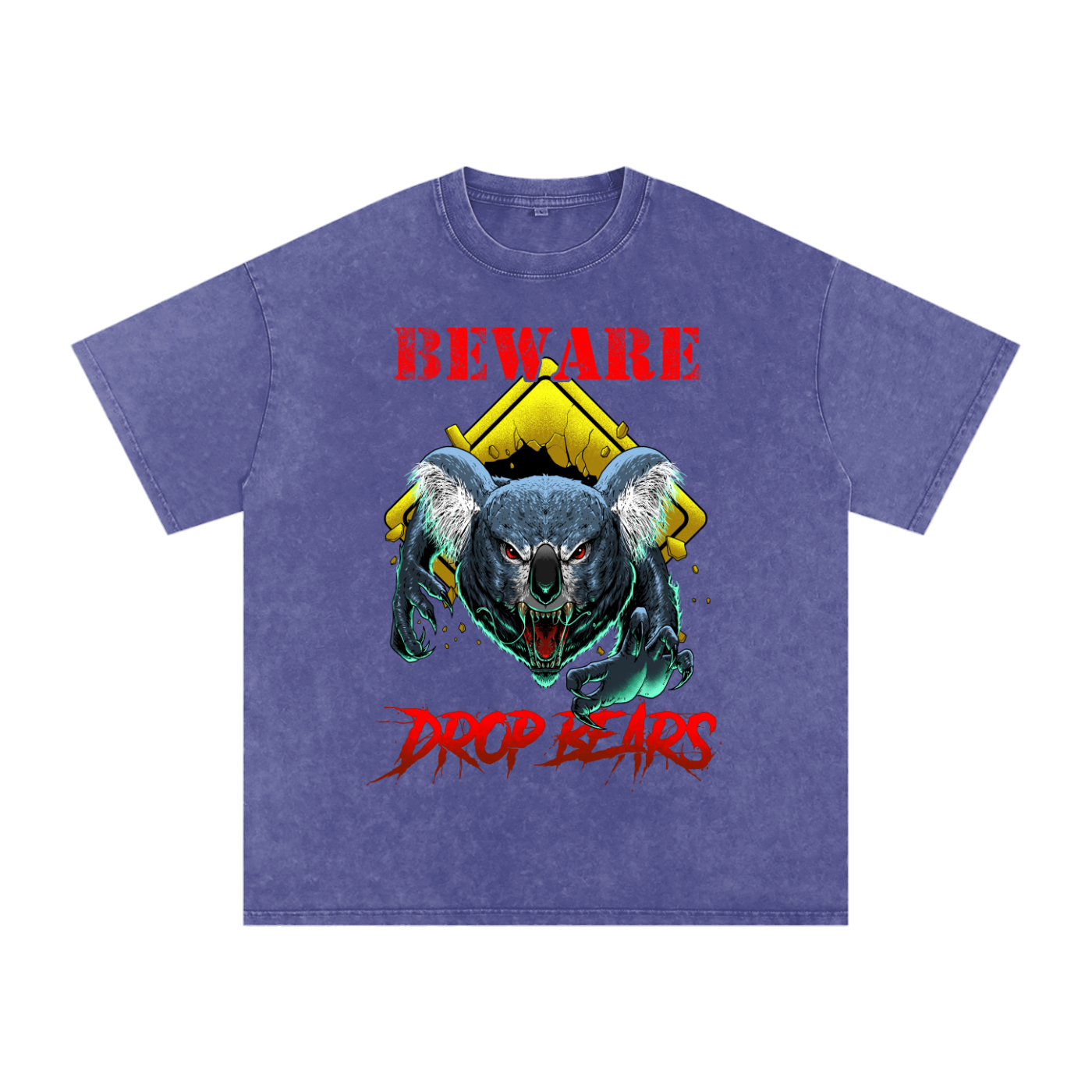 Beware Drop Bear Acid Wash Purple Haze Tee