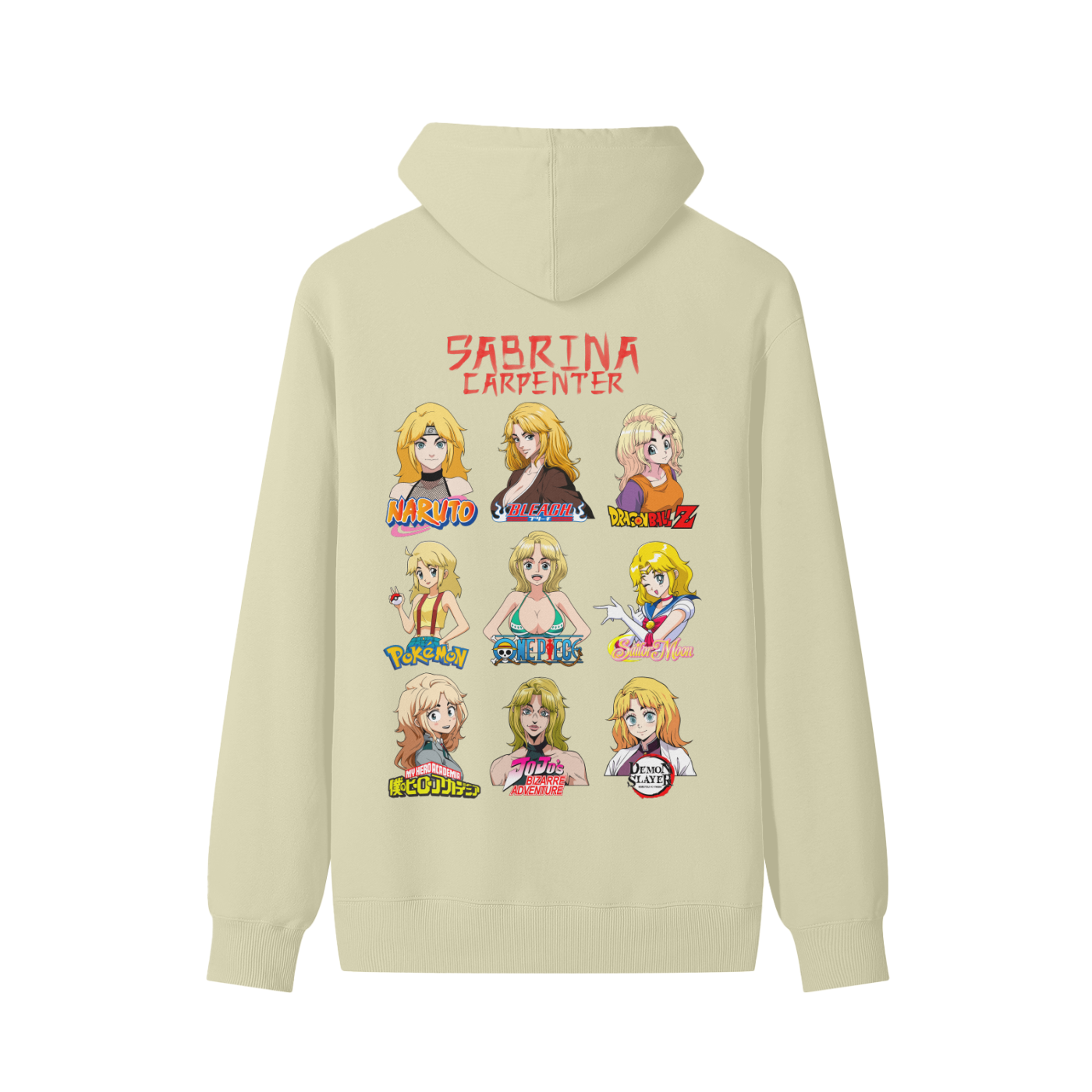 Sabrina Carpenter Anime Art Styles Khaki Classic Hoodie, Naruto, Bleach, Dragonball Z, Pokémon, One Piece, Sailor Moon, My Hero Academia, Jojo's Bizarre Adventure, Demon Slayer