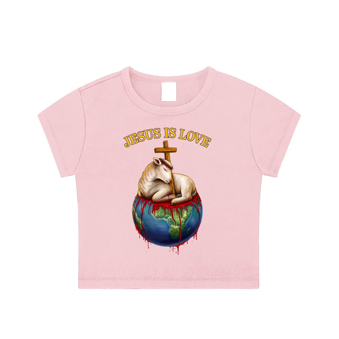 Jesus Is Love Woman's Snow Washed Pink Crop Top