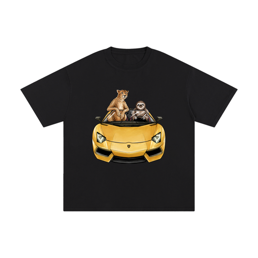 Cheetah & Sloth Lamborghini Aventador Black Classic Tee