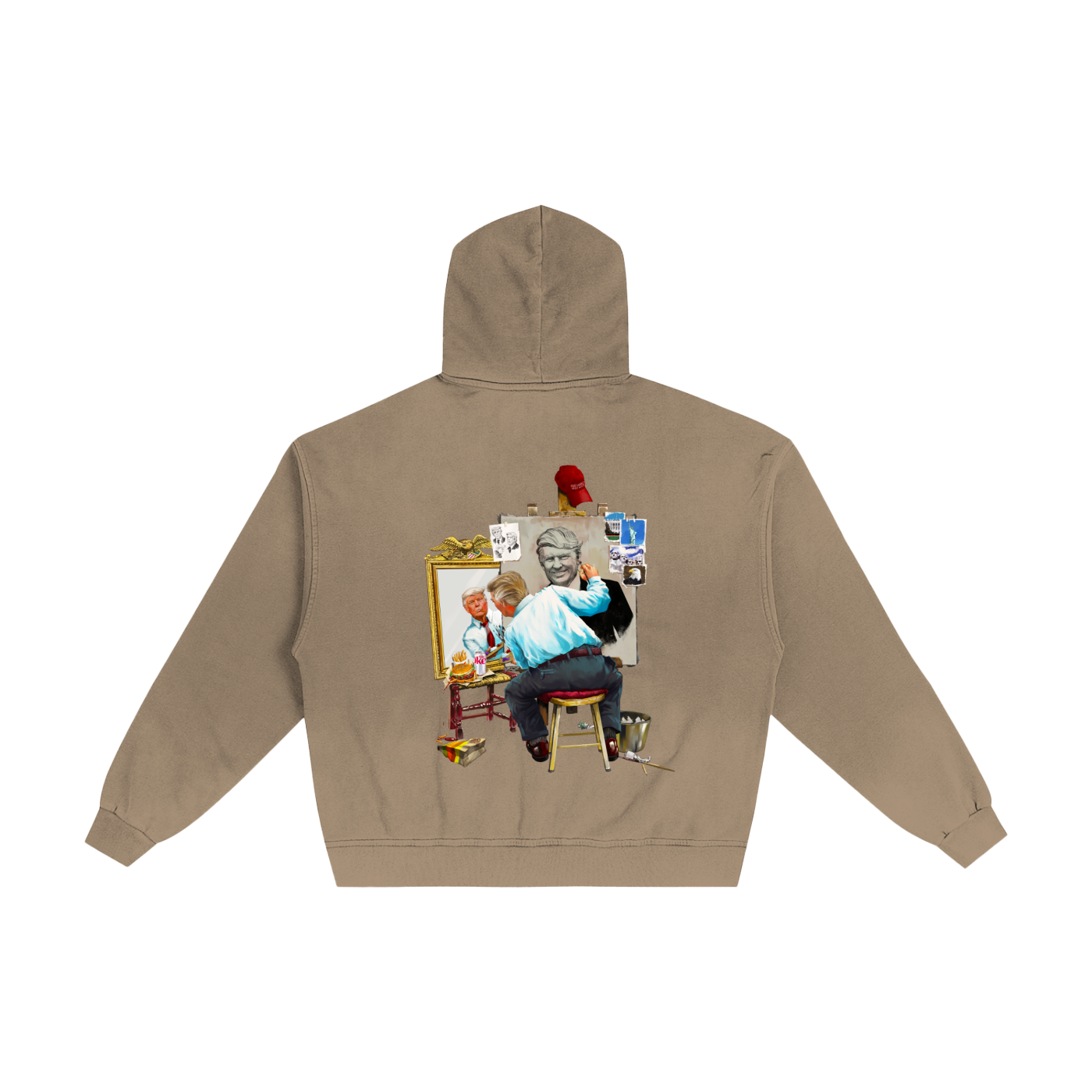 Donald Trump Triple Self Portrait Sand Sunfaded Zip-Up Hoodie