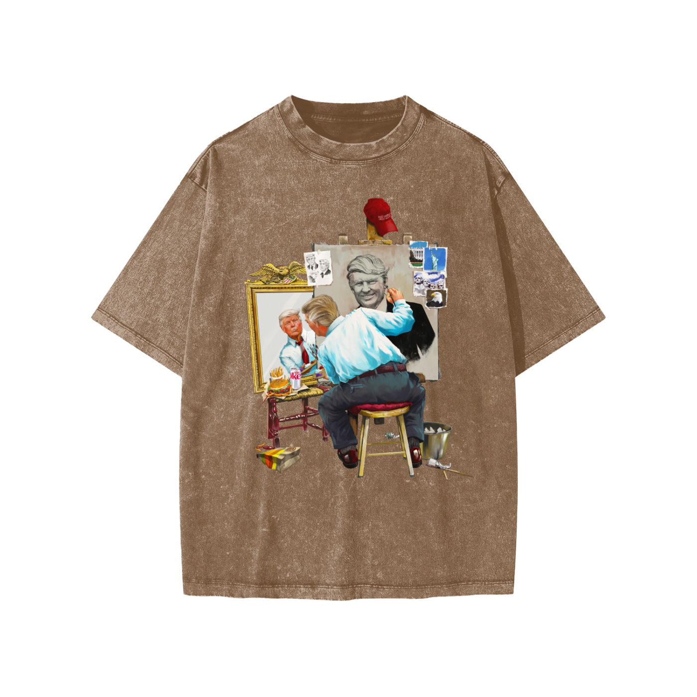 Donald Trump Triple Self Portrait Snow Washed Coffee Kids' Tee