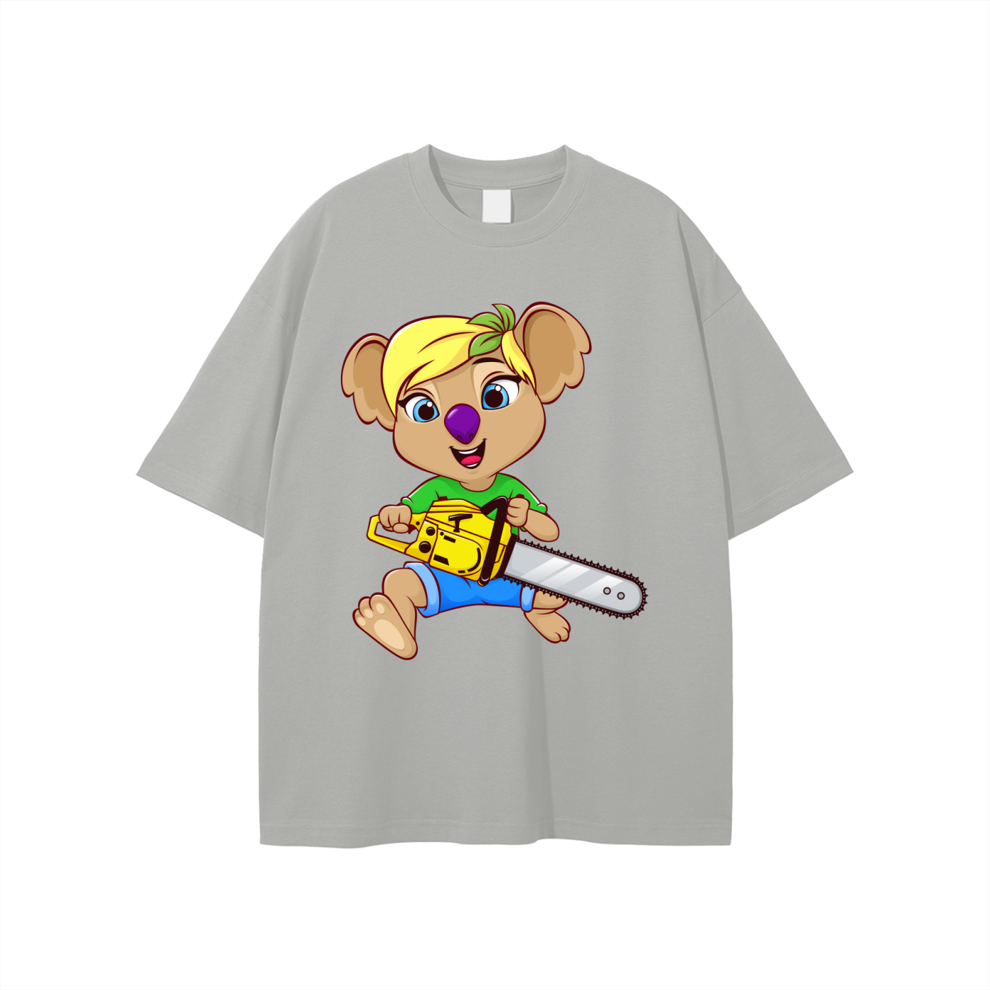 Disney Style Koala Chainsaw Classic Light Grey Tee