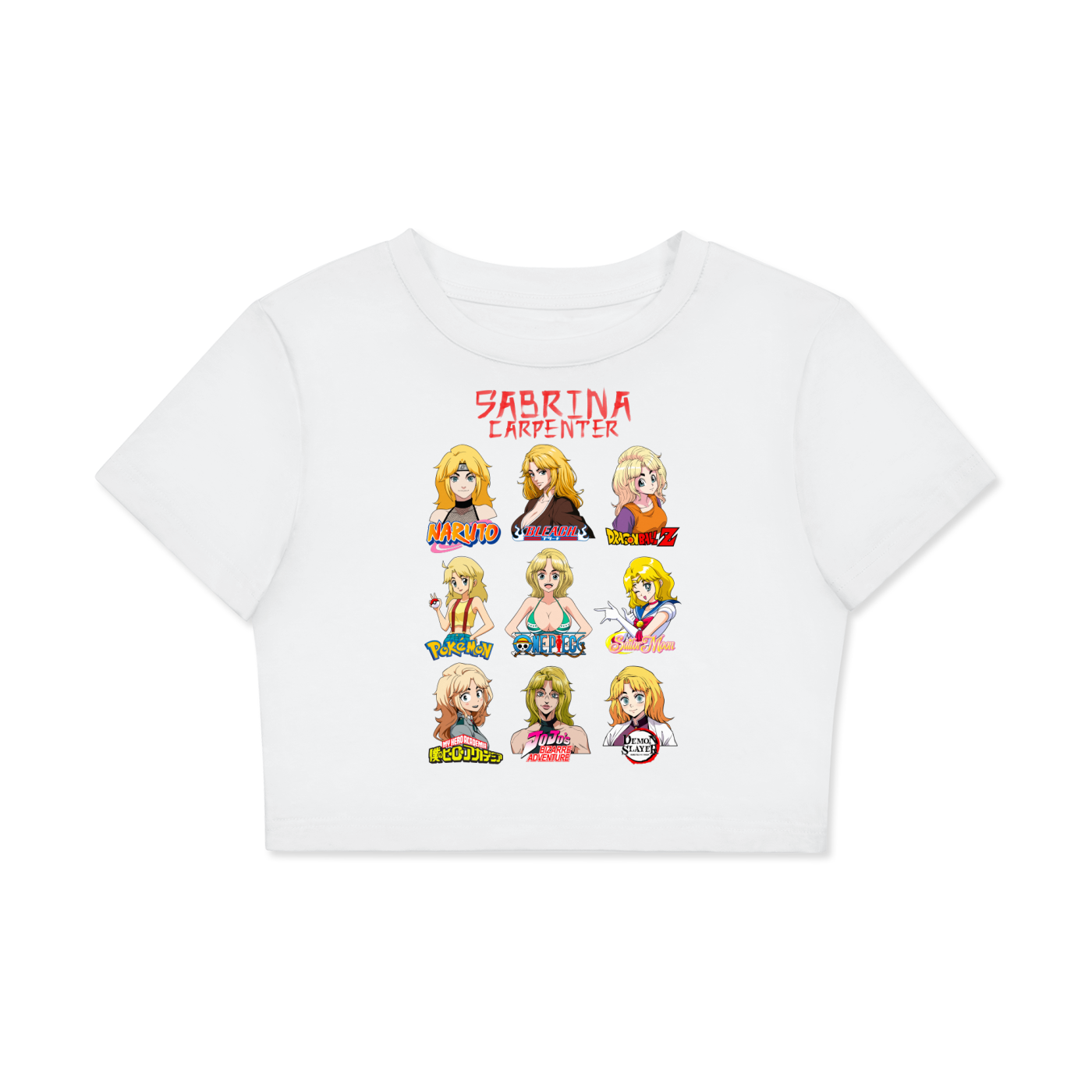 Sabrina Carpenter Anime Art Styles White Classic Women’s Crop Top Tee