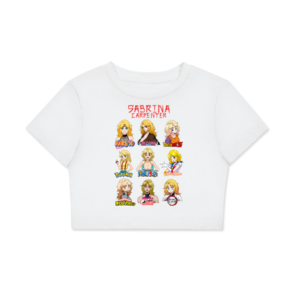 Sabrina Carpenter Anime Art Styles White Classic Women’s Crop Top Tee