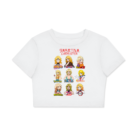 Sabrina Carpenter Anime Art Styles White Classic Women’s Crop Top Tee