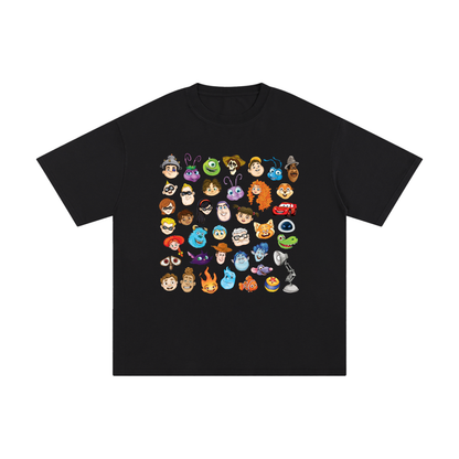 Watercolour Disney Pixar Protagonist Icons Black Classic Tee, Toy Story, A Bug’s Life, Monsters, Inc., Finding Nemo, The Incredibles, Cars, Ratatouille, WALL-E, Up, Brave, Inside Out, The Good Dinosaur, Coco, Onward, Soul, Luca, Turning Red, Elemental, Elio, Hoppers, Gatto