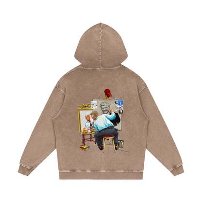 Donald Trump Triple Self Portrait Acid Wash Sand Hoodie