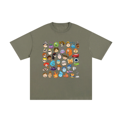 Watercolour Disney Pixar Protagonist Icons Ashen Olive Classic Tee, Toy Story, A Bug’s Life, Monsters, Inc., Finding Nemo, The Incredibles, Cars, Ratatouille, WALL-E, Up, Brave, Inside Out, The Good Dinosaur, Coco, Onward, Soul, Luca, Turning Red, Elemental, Elio, Hoppers, Gatto