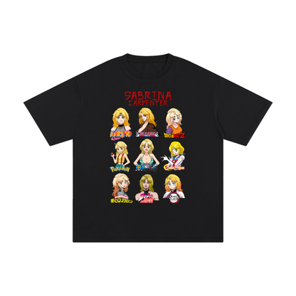Sabrina Carpenter Anime Art Styles Black Classic Tee, Naruto, Bleach, Dragonball Z, Pokémon, One Piece, Sailor Moon, My Hero Academia, Jojo's Bizarre Adventure, Demon Slayer