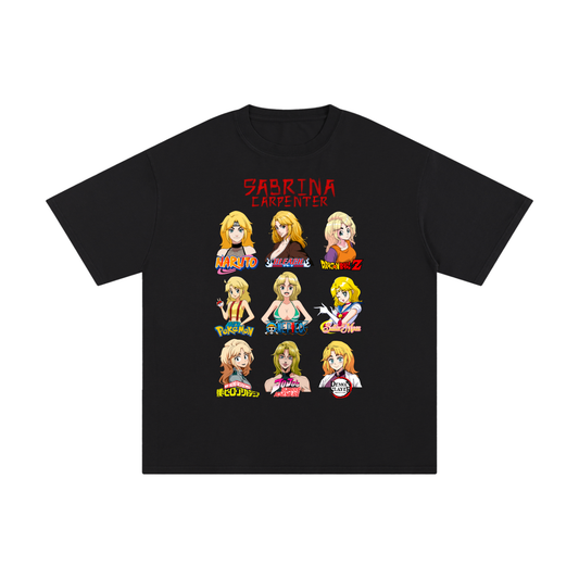 Sabrina Carpenter Anime Art Styles Black Classic Tee, Naruto, Bleach, Dragonball Z, Pokémon, One Piece, Sailor Moon, My Hero Academia, Jojo's Bizarre Adventure, Demon Slayer