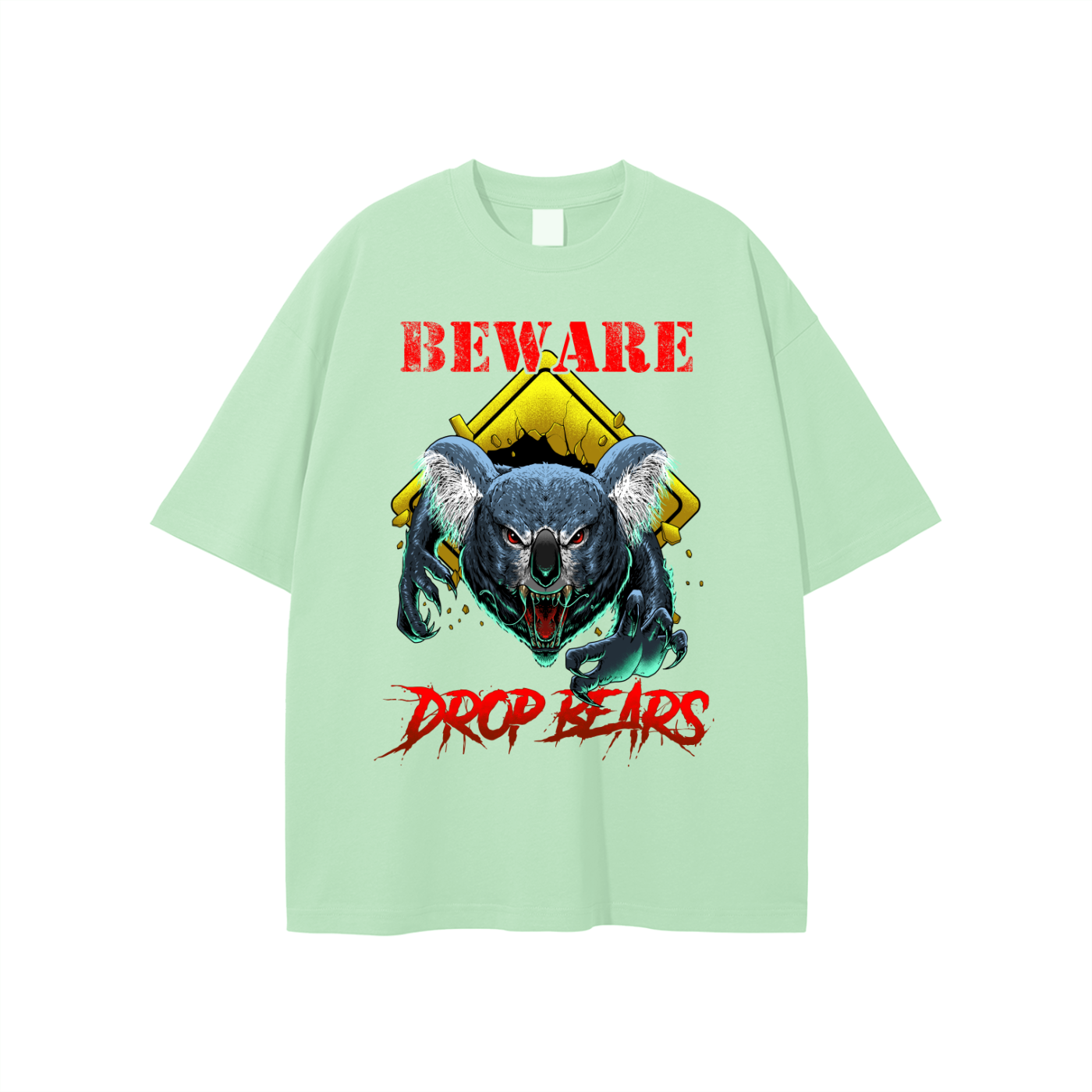 Beware Drop Bear Classic Mint Green Tee