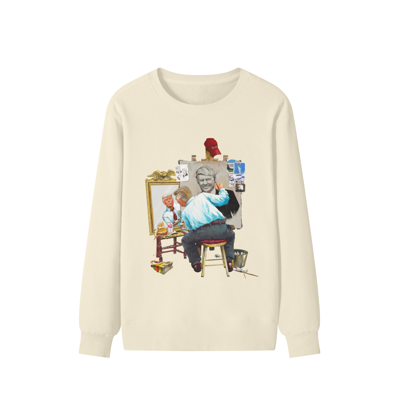 Donald Trump Triple Self Portrait Classic Light Khaki Sweatshirt