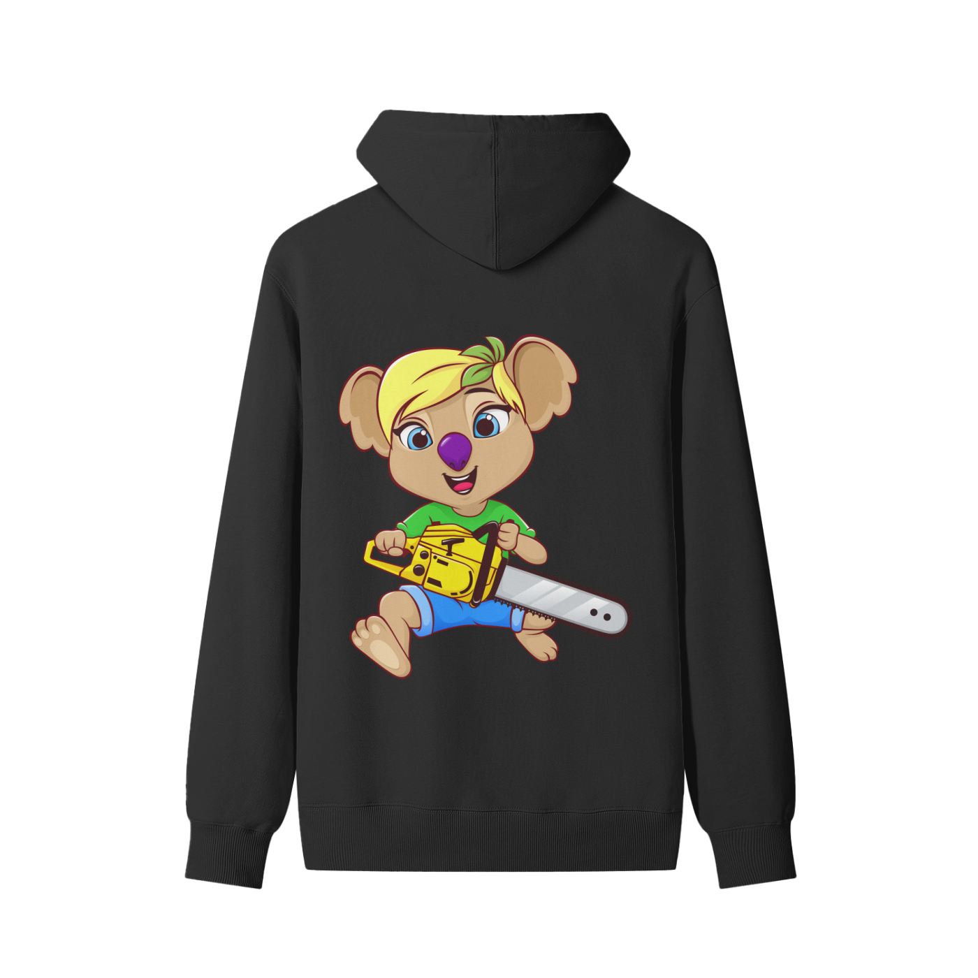 Disney Style Koala Chainsaw Classic Black Hoodie