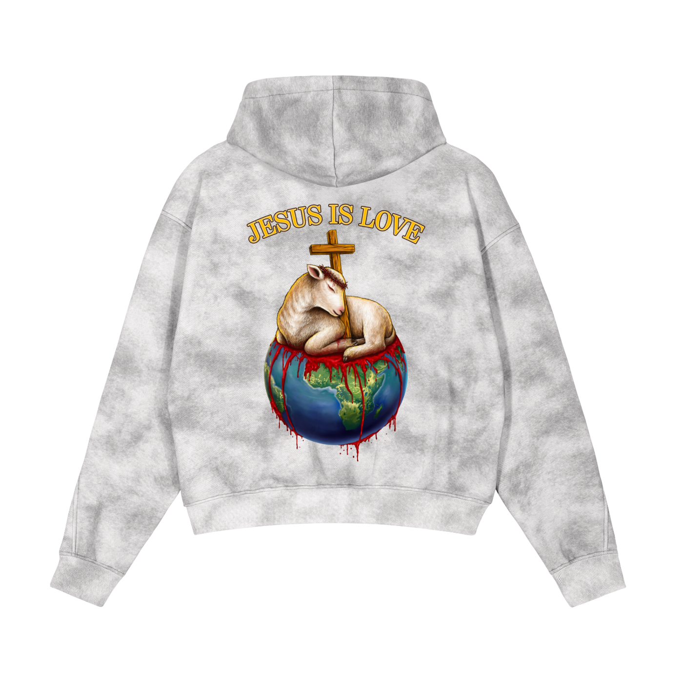 Jesus Is Love Vintage Washed Zip-Up Sage Grey Fleece Hoodie