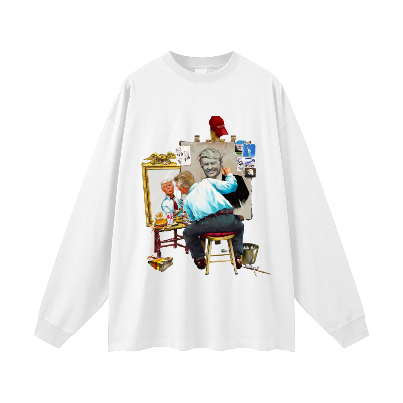 Donald Trump Triple Self Portrait White Classic Long Sleeve Tee