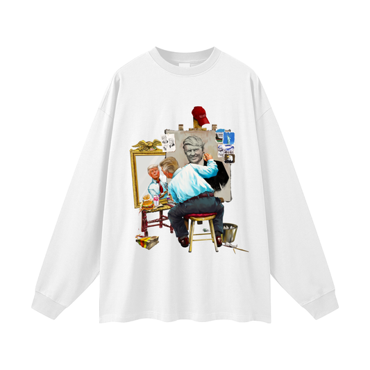 Donald Trump Triple Self Portrait White Classic Long Sleeve Tee