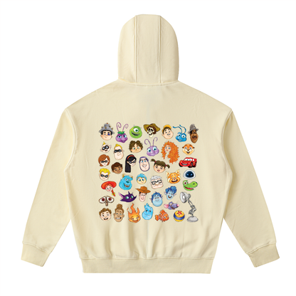 Watercolour Disney Pixar Protagonist Icons Light Khaki Classic Zip-Up Hoodie, Toy Story, A Bug’s Life, Monsters, Inc., Finding Nemo, The Incredibles, Cars, Ratatouille, WALL-E, Up, Brave, Inside Out, The Good Dinosaur, Coco, Onward, Soul, Luca, Turning Red, Elemental, Elio, Hoppers, Gatto