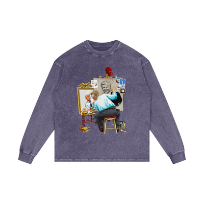 Donald Trump Triple Self Portrait Purple Haze Acid Wash Long Sleeve Tee