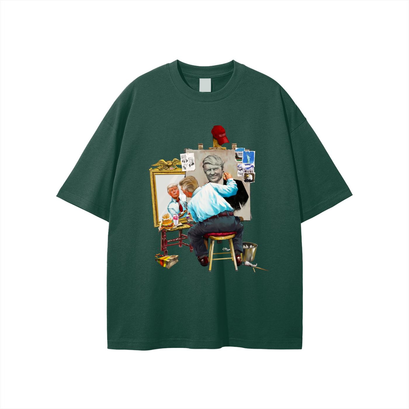 Donald Trump Triple Self Portrait Classic Forest Green Tee